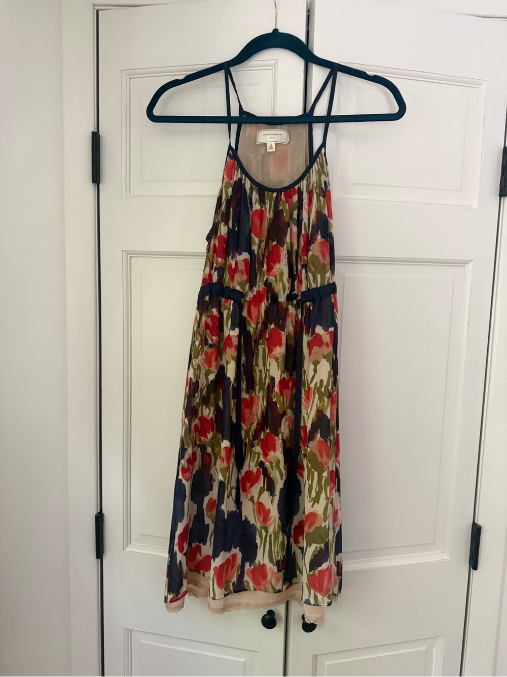 Moulinette Soeurs Floral Midi Dress in Red, Navy & Olive
